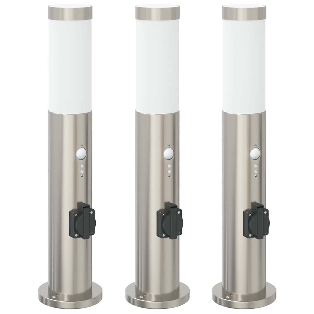 Vidaxl bolderverlichting met sensor en stopcontact 3 stuks 50 cm