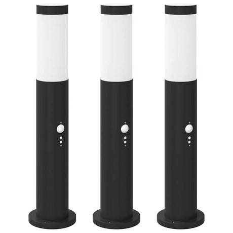 Vidaxl bolderverlichting met sensor 3 stuks 50 cm rvs ip44
