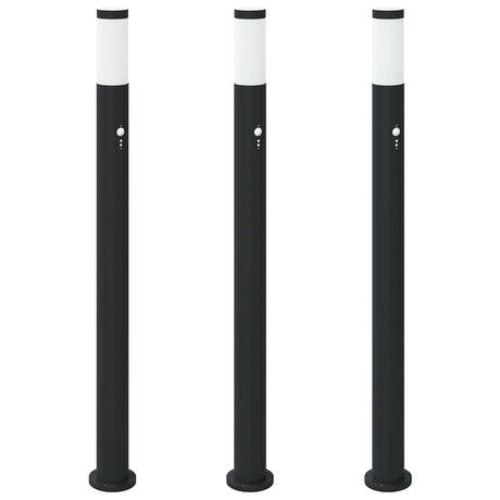 Vidaxl bolderverlichting met sensor 3 stuks 110 cm rvs ip44