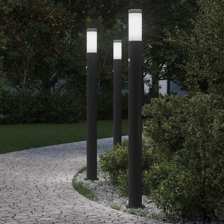 Vidaxl bolderverlichting met sensor 3 stuks 110 cm rvs ip44