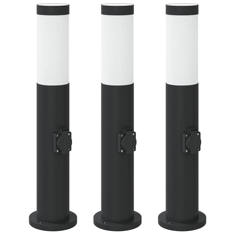 Vidaxl bolderverlichting met stopcontact 3 stuks 50 cm roestvrij staal ip44