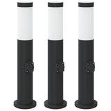 Vidaxl bolderverlichting met stopcontact 3 stuks 50 cm roestvrij staal ip44