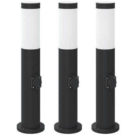 Vidaxl bolderverlichting met stopcontact 3 stuks 50 cm roestvrij staal ip44
