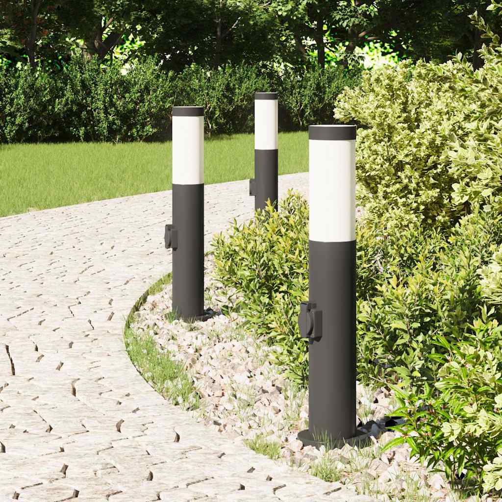 Vidaxl bolderverlichting met stopcontact 3 stuks 50 cm roestvrij staal ip44