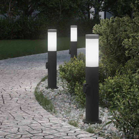Vidaxl bolderverlichting met stopcontact 3 stuks 50 cm roestvrij staal ip44