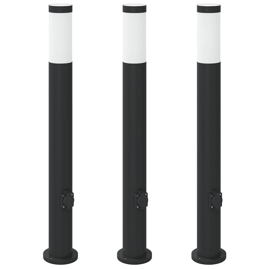 Vidaxl bolderverlichting met stopcontact 3 stuks 80 cm roestvrij staal ip44