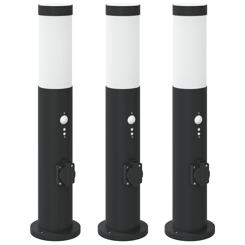 Vidaxl bolderverlichting met sensor en stopcontact 3 stuks 50 cm