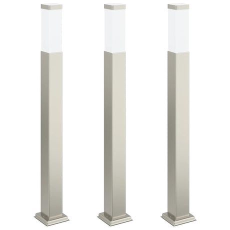 Vidaxl bolderverlichting 3 stuks 80 cm rvs ip44