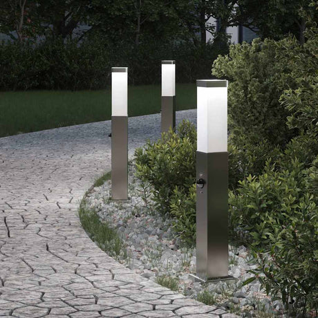 Vidaxl bolderverlichting met sensor 3 stuks 50 cm rvs ip44