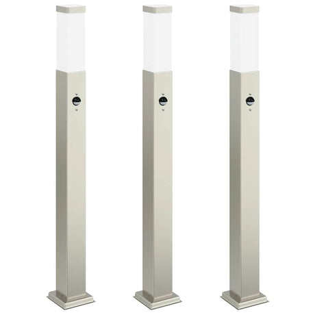 Vidaxl bolderverlichting met sensor 3 stuks 80 cm rvs ip44