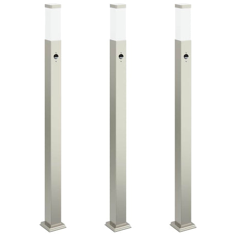 Vidaxl bolderverlichting met sensor 3 stuks 110 cm rvs ip44