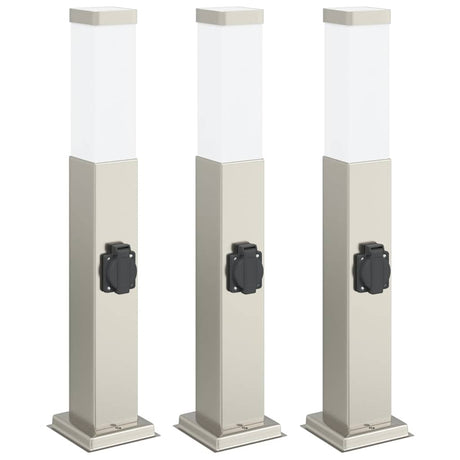 Vidaxl bolderverlichting met stopcontact 3 stuks 50 cm rvs ip44