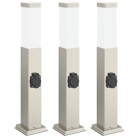 Vidaxl bolderverlichting met stopcontact 3 stuks 50 cm rvs ip44