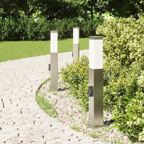 Vidaxl bolderverlichting met stopcontact 3 stuks 50 cm rvs ip44