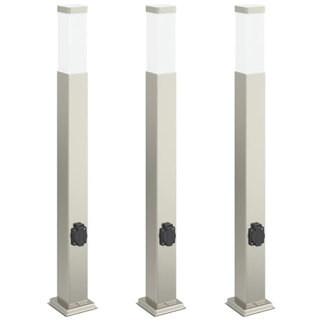 Vidaxl bolderverlichting met stopcontact 3 stuks 80 cm rvs ip44