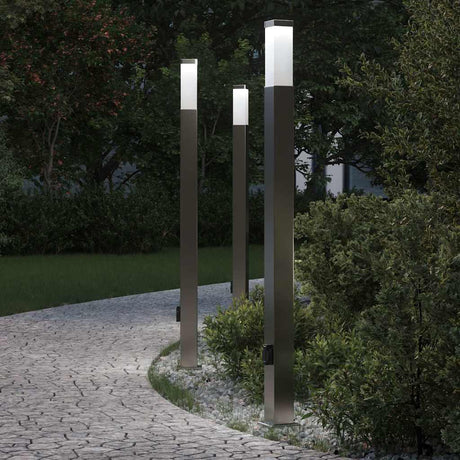 Vidaxl bolderverlichting met stopcontact 3 stuks 110 cm rvs ip44