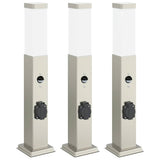 Vidaxl bolderverlichting met sensor en stopcontact 3 stuks 50 cm roestvrij staal ip44