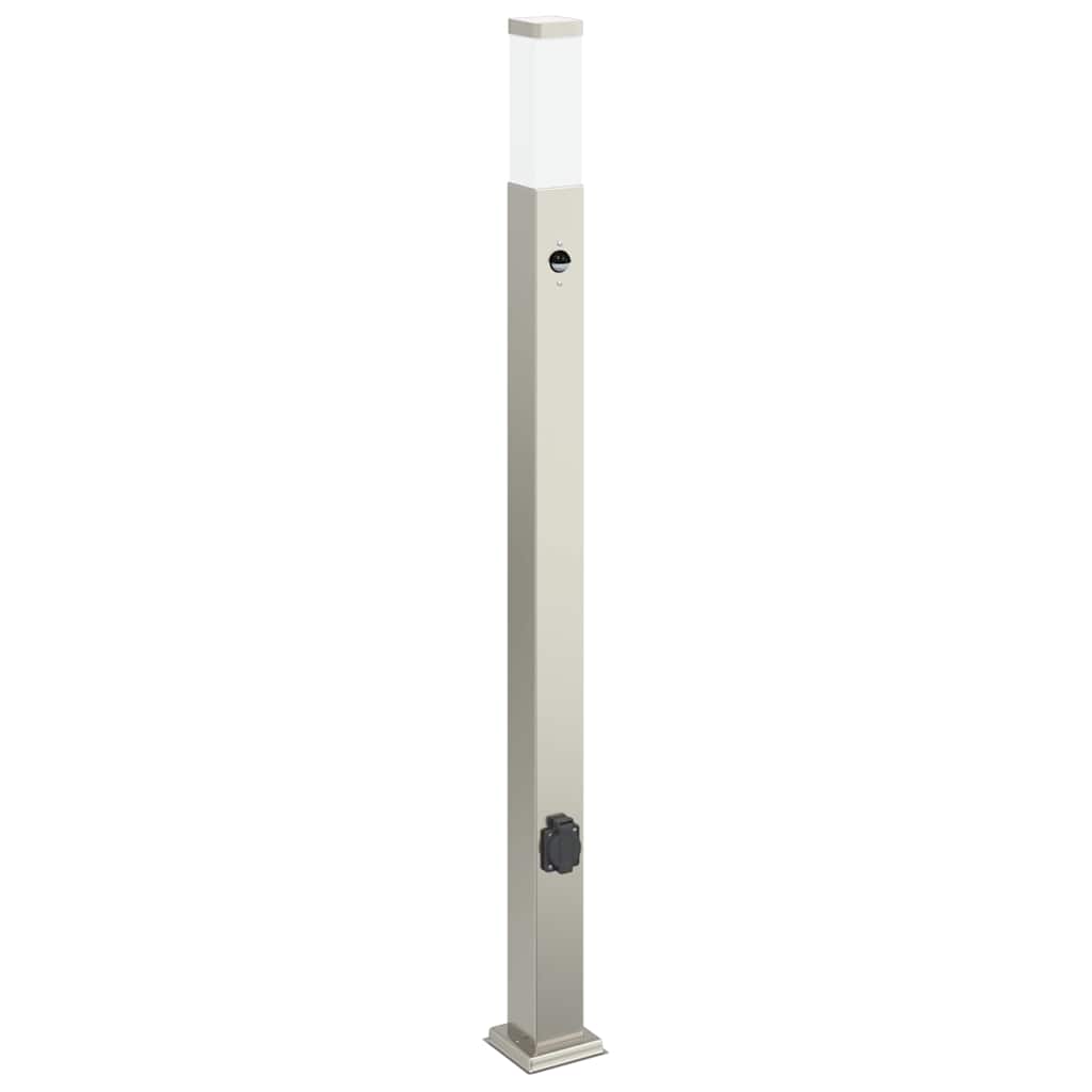 Vidaxl bolderarmatuur met sensor en stopcontact 110 cm roestvrij staal ip44