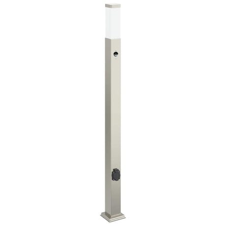 Vidaxl bolderarmatuur met sensor en stopcontact 110 cm roestvrij staal ip44