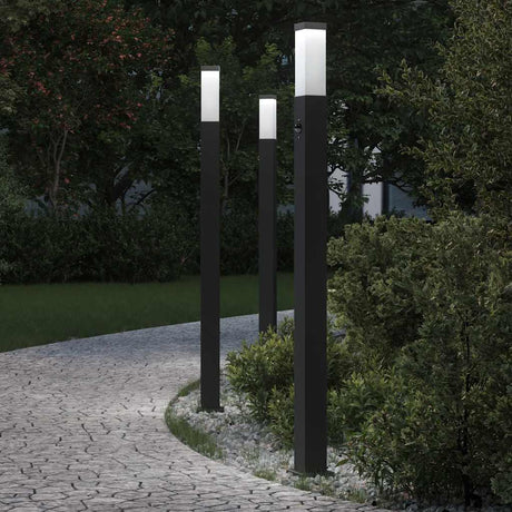 Vidaxl bolderverlichting met sensor 3 stuks 110 cm zwart ip44