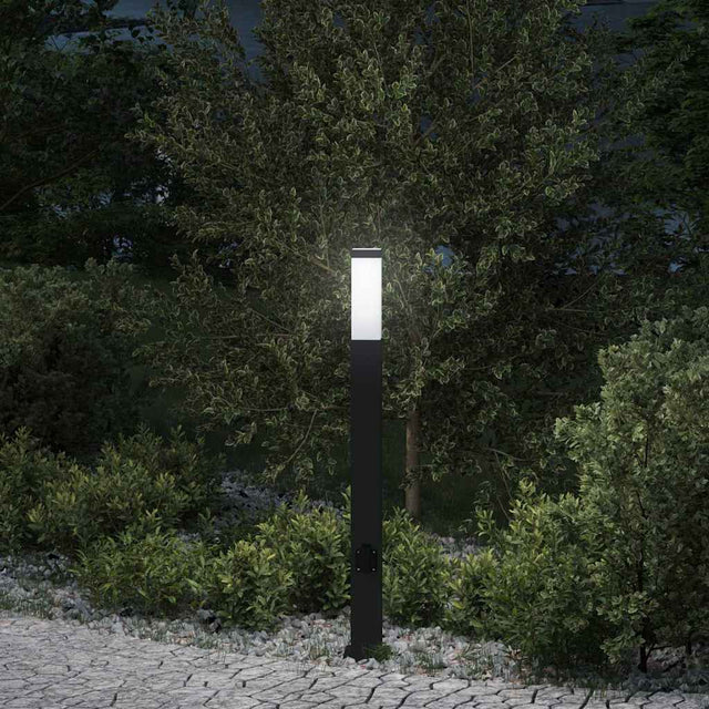 Vidaxl bolderarmatuur met stopcontact 80 cm zwart ip44