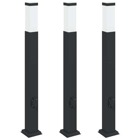 Vidaxl bolderverlichting met stopcontact 3 stuks 80 cm zwart ip44