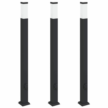 Vidaxl bolderverlichting met stopcontact 3 stuks 110 cm zwart ip44