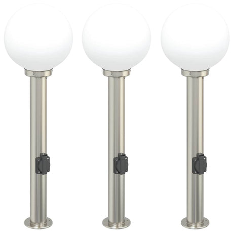 Vidaxl bolderverlichting met stopcontact 3 stuks 80 cm rvs ip44