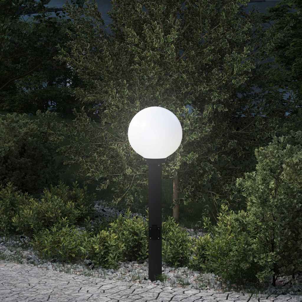 Vidaxl bolderarmatuur met stopcontact 80 cm zwart ip44