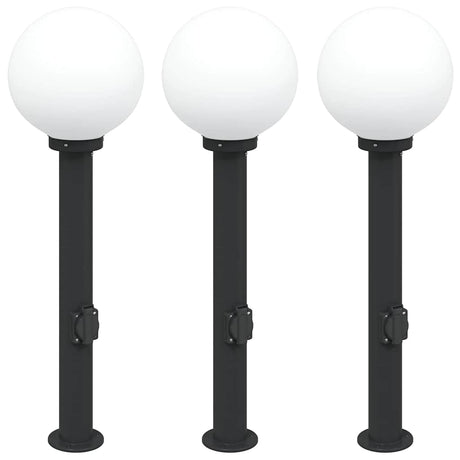 Vidaxl bolderverlichting met stopcontact 3 stuks 80 cm zwart ip44