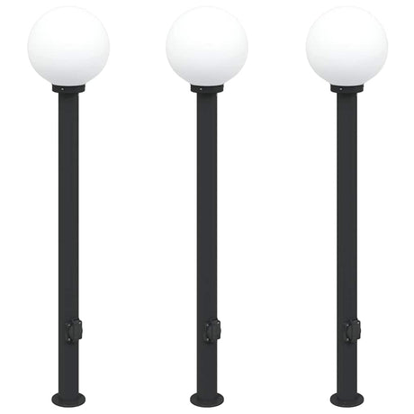 Vidaxl bolderverlichting met stopcontact 3 stuks 120 cm zwart ip44