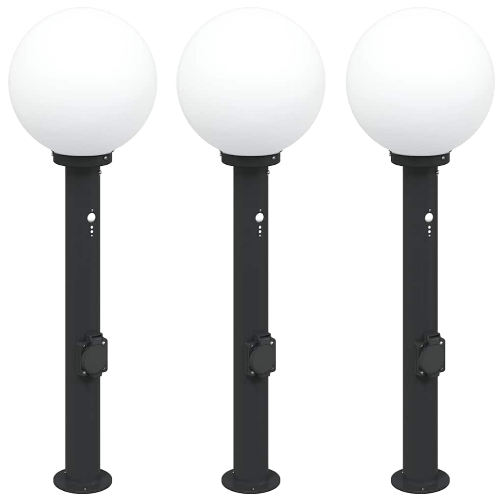 Vidaxl bolderverlichting met sensor en stopcontact 3 stuks 80 cm zwart ip44