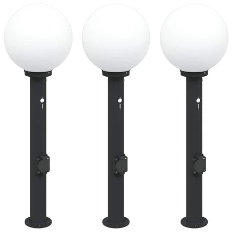 Vidaxl bolderverlichting met sensor en stopcontact 3 stuks 80 cm zwart ip44
