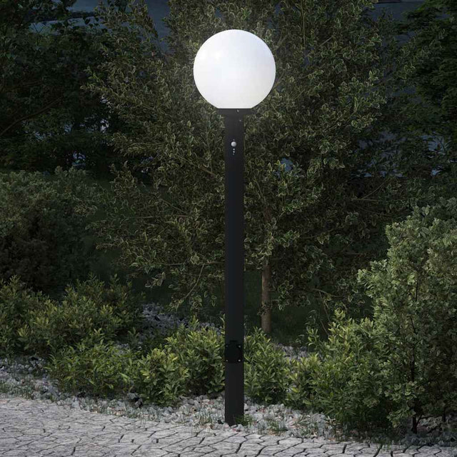 Vidaxl bolderarmatuur met sensor en stopcontact 120 cm zwart ip44