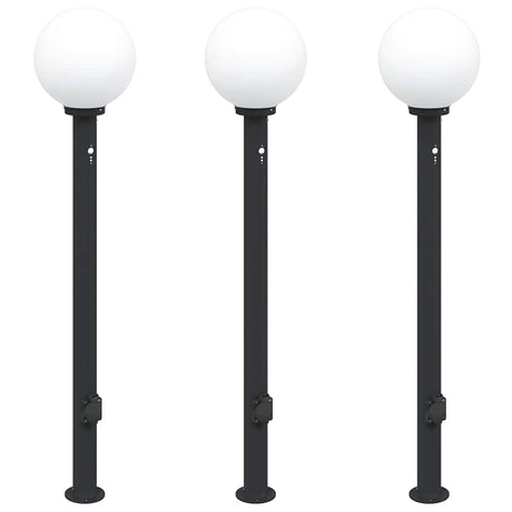 Vidaxl bolderverlichting met sensor en stopcontact 3 stuks 120 cm zwart ip44