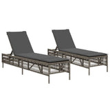 Vidaxl ligstoelen 2 st met kussens poly rattan grijs