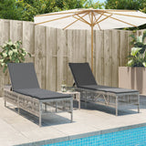 Vidaxl ligstoelen 2 st met kussen poly rattan lichtgrijs