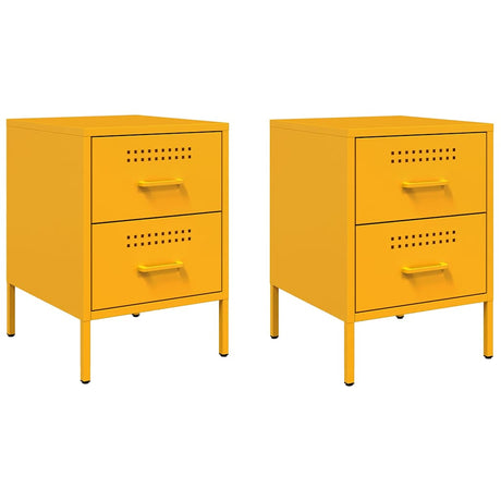 Vidaxl nachtkastjes 2 st 36x39x50,5 cm staal mosterdgeel