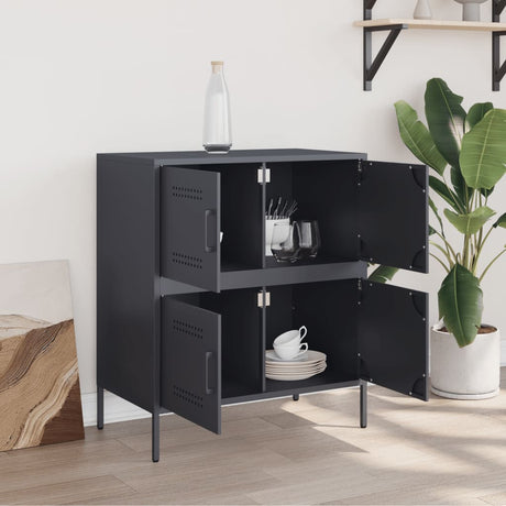 Vidaxl dressoir 68x39x79 cm staal antracietkleurig
