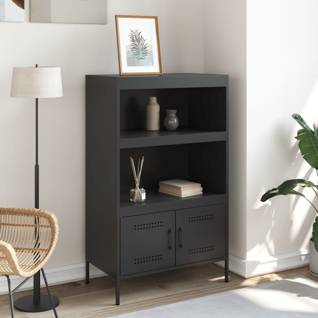 Vidaxl hoge kast 68x39x113 cm staal zwart