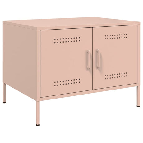 Vidaxl salontafel 68x50x50,5 cm staal roze