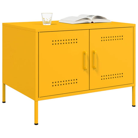 Vidaxl salontafel 68x50x50,5 cm staal mosterdgeel