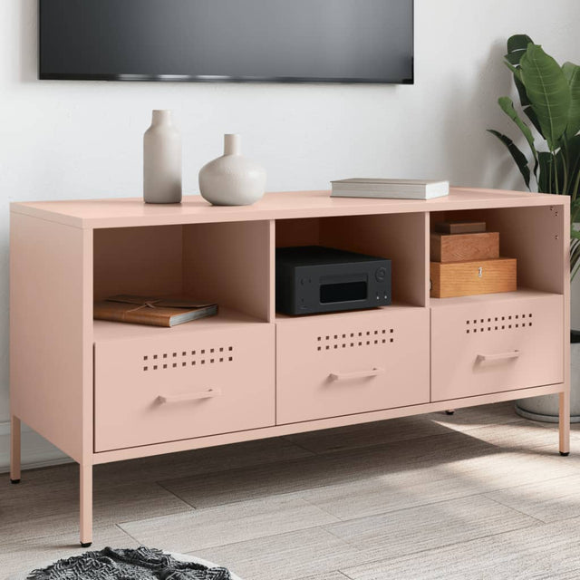 Vidaxl tv-meubel 100,5x39x50,5 cm staal roze
