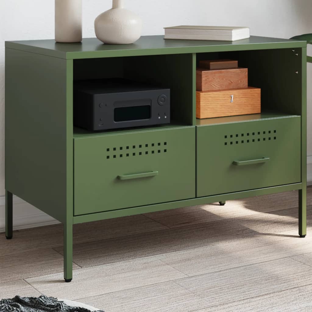 Vidaxl tv-meubel 68x39x50,5 cm staal olijfgroen