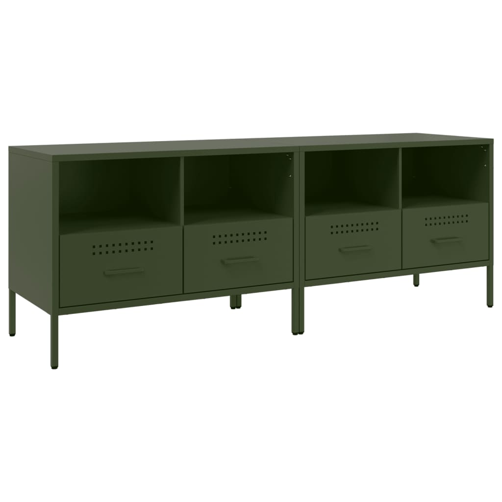 Vidaxl tv-meubelen 2 st 68x39x50,5 cm staal olijfgroen
