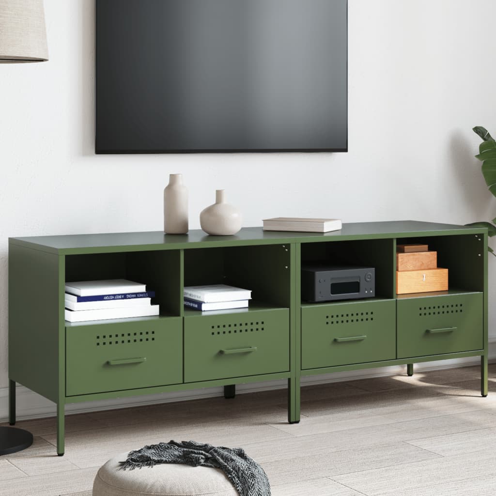 Vidaxl tv-meubelen 2 st 68x39x50,5 cm staal olijfgroen