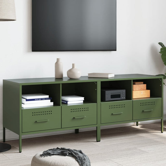 Vidaxl tv-meubelen 2 st 68x39x50,5 cm staal olijfgroen