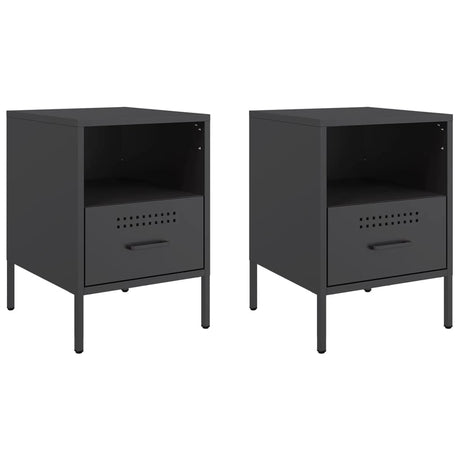 Vidaxl nachtkastjes 2 st 36x39x50,5 cm staal zwart