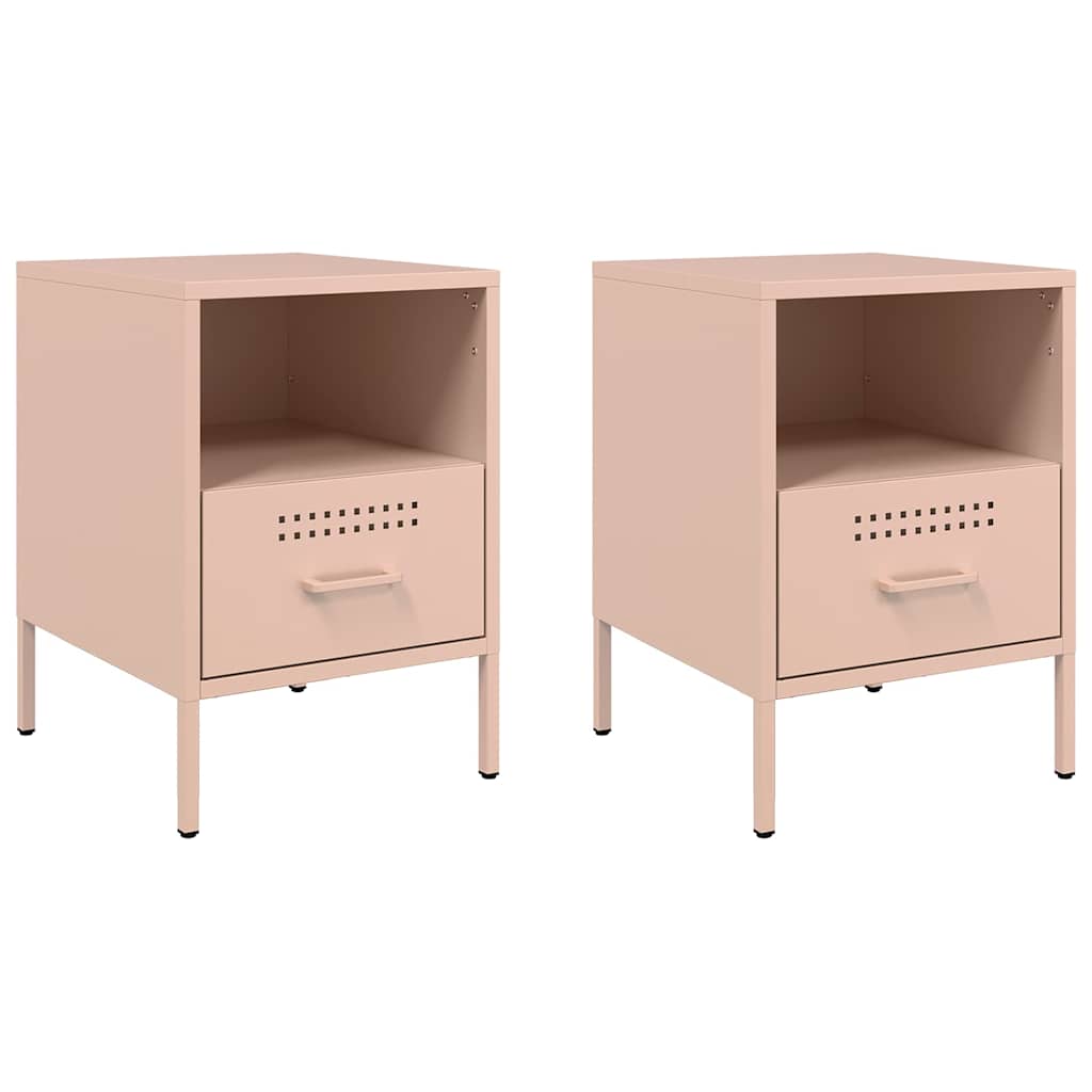 Vidaxl nachtkastjes 2 st 36x39x50,5 cm staal roze