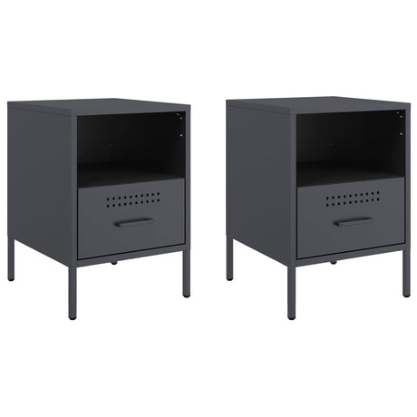 Vidaxl nachtkastjes 2 st 36x39x50,5 cm staal antracietkleurig